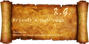 Krizsák Gyöngyi névjegykártya